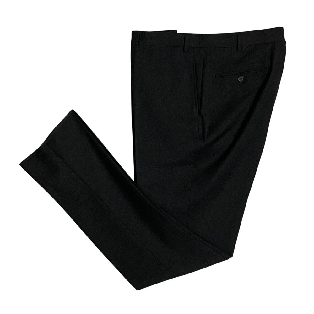 Ted Baker Joey Pants Men's 40R Wool Dress Pant Solid Black Raw Hem NEW